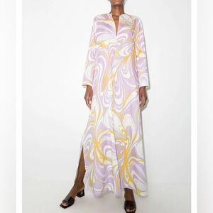NWT Emilio Pucci Cotton Kaftan Maxi Dress in Lavender Purple